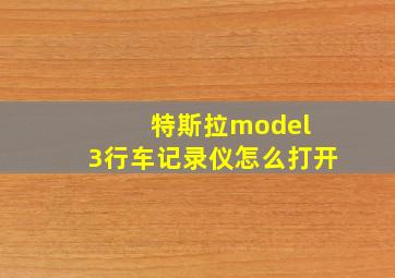 特斯拉model 3行车记录仪怎么打开